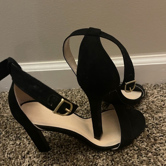 Charlotte Russe Velvet Black Toe Strap Heels - Picture 2 of 7